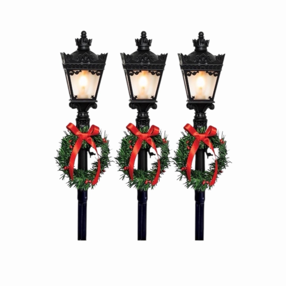 GE StayBright‎ Flickering Lamppost Pathway Set Warm White 3 Count Christmas